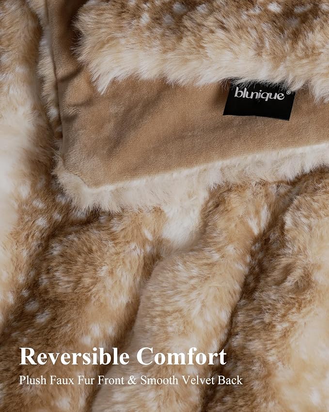 Ultra Soft Cozy Faux Fur Throw Blanket, Fuzzy Plush Thick Bubble Blanket, Oversize Luxury Fluffy Blanket for Couch, Sofa, Bedroom, and Living Room,50x60 Inches,Tie-Dye Camel