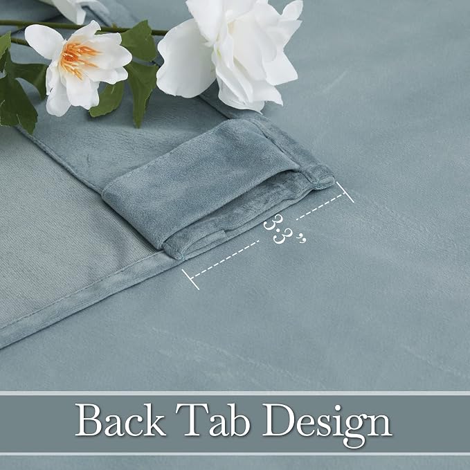 RYB HOME Stone Blue Velvet Thermal Doorway Curtains 84 inches Long | Privacy, UV Heat Blocking, Room Darkending, Rod Pocket Back Tab, Decorative Drapes for Nursery Dormitory, W42 x L84, 2 Panels