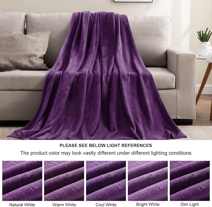 BEDELITE Fleece Blanket Soft Plush Queen Size Bed Blanket Purple 90"x90" | Ultra Soft Fleece, Plush Microfiber, Lightweight Warmth, All Season Comfort, Fade Resistant, Machine Washable,Perfect for Bed