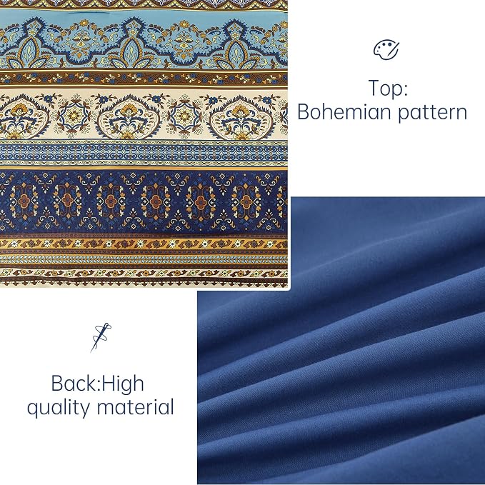 Cottolester Boho Comforter Set Full Size 8 Pieces,Brown Blue Bohemian Comforter Paisley Striped Bed in A Bag,Soft Microfiber Bedding Set for All Season