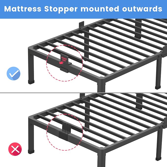 MAF 14 Inch King Metal Platform Bed Frame with Round Corner Legs | Mattress Baffle, 3000 LBS Heavy Duty Steel Slat Support, Noise Free, No Box Spring Needed, Easy Assembly, 12.4" Storage Space