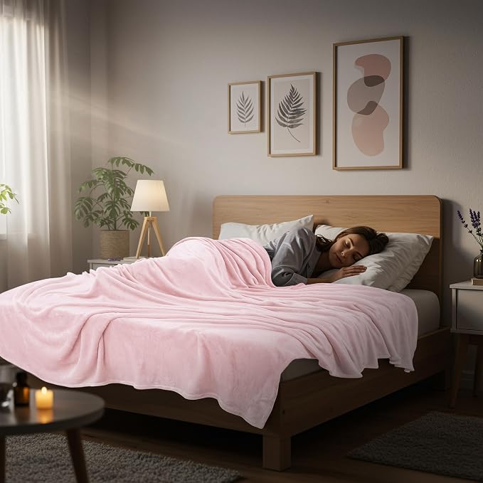 Utopia Bedding Fleece Blanket Queen Size Pink 300GSM Luxury Fuzzy Soft Anti-Static Microfiber Bed Blanket (90x90 Inch) (Pack of 2)