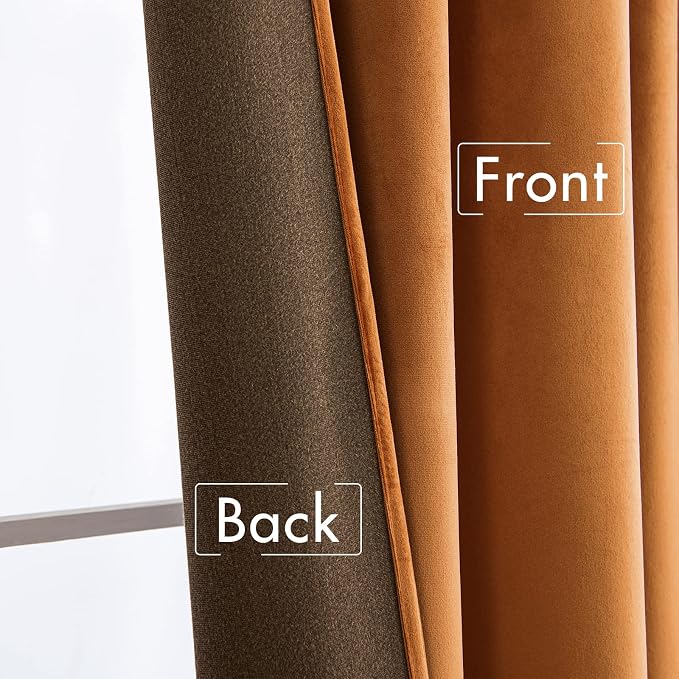 MIULEE Velvet Curtains 52x96 inches 2 Panels Gold Brown Blackout Curtains | Luxury, Bedroom Living Room, Thermal Insulated, Super Soft Window Drapes, Rod Pocket & Back Tab