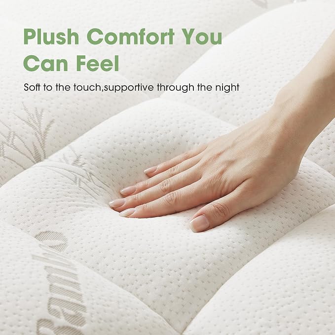 Mattress Pad Full Size, Cooling Pillow Top Mattress Topper, Ultra Soft Viscose Made from Bamboo, Breathable for Hot Sleepers, Deep Pocket 8"-20", White