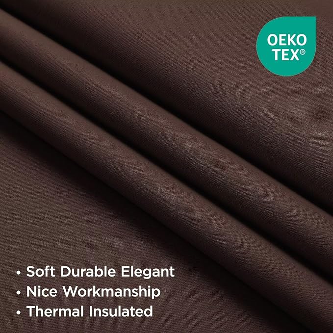 Joydeco Blackout Curtains 96 Inches Long for Bedroom, Thermal Insulated Black Out Curtains 2 Panels Set, Room Darkening Drapes for Living Room, Window Drapes(W52 x L96 Inch, Chocolate)