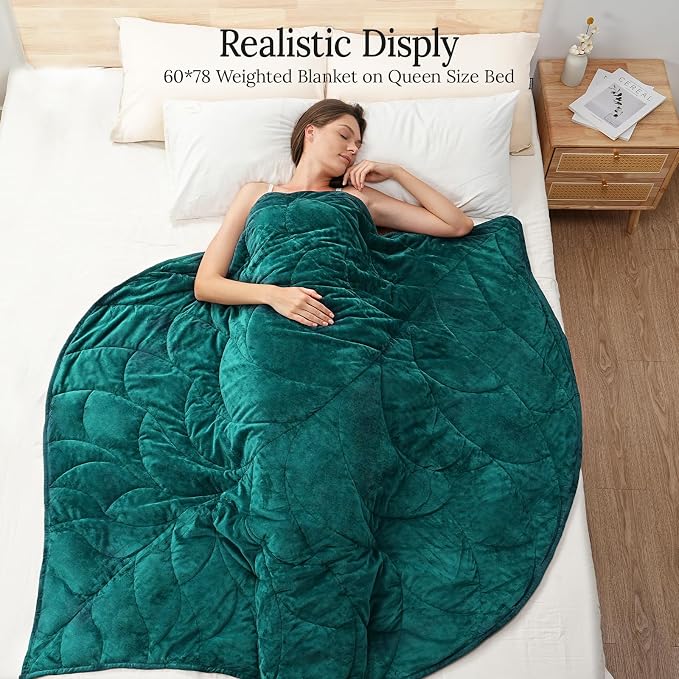 Weighted Blanket for Adults, 10 lbs, 60" x 78" washable Blankets, Green | Soft Queen Size Heavy Blanket, Large Weighted Blankets with Glass Beads for Stress Relief and Sleep Promotion