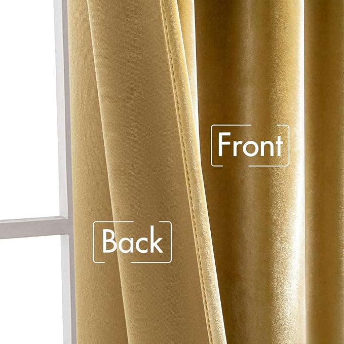 MIULEE Velvet Curtains 52x96 inches 2 Panels Gold Blackout Curtains | Luxury, Bedroom Living Room, Thermal Insulated, Super Soft Window Drapes, Rod Pocket & Back Tab