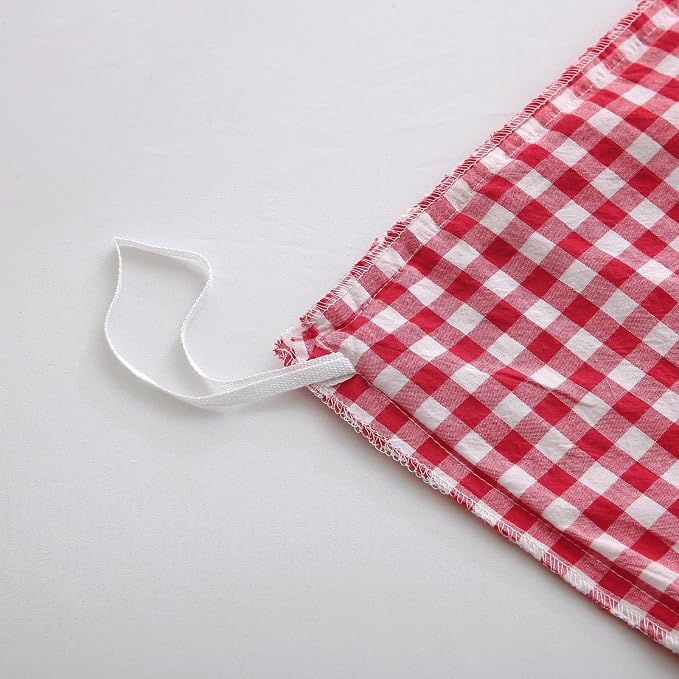 Silnuo Red/White Gingham Plaid Ruffle 3-Piece Duvet Cover Set Queen Size | 100% Washed Cotton Shabby Checkered Bedding Set Farmhouse Comforter Cover Set(Queen,Red)