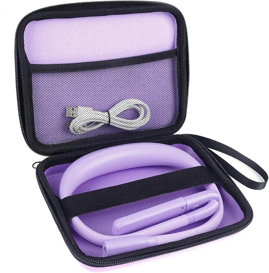 Reading Light with Storage Case, 3 Colors Dimmable Neck Lamp | 80H Rechargeable Book Light for Reading, Knitting Crochet Accessories, Travel Use, Hands-Free, Foldable Head, Ergonomic