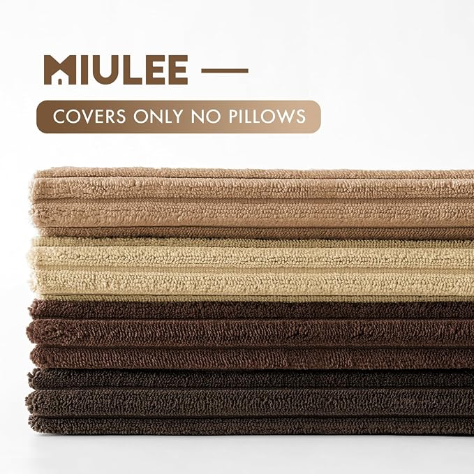 MIULEE Fall Corduroy Decorative Throw Pillow Covers Dark Brown 20x20 | Set of 4, Mordern Rustic Fall Decor, Rich Deep Brown Palette, Boho Farmhouse Cushion Covers for Couch Bed Sofa Living Room