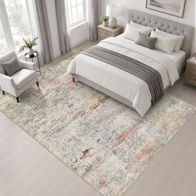 Area Rug Living Room: 4x4 Modern Washable Indoor Soft Carpet Taupe | For Bedroom Dining Room Farmhouse Nursery Hallway Office,Modern Abstract,Machine washable,Non-Slip,Stain Resistant,Indoor