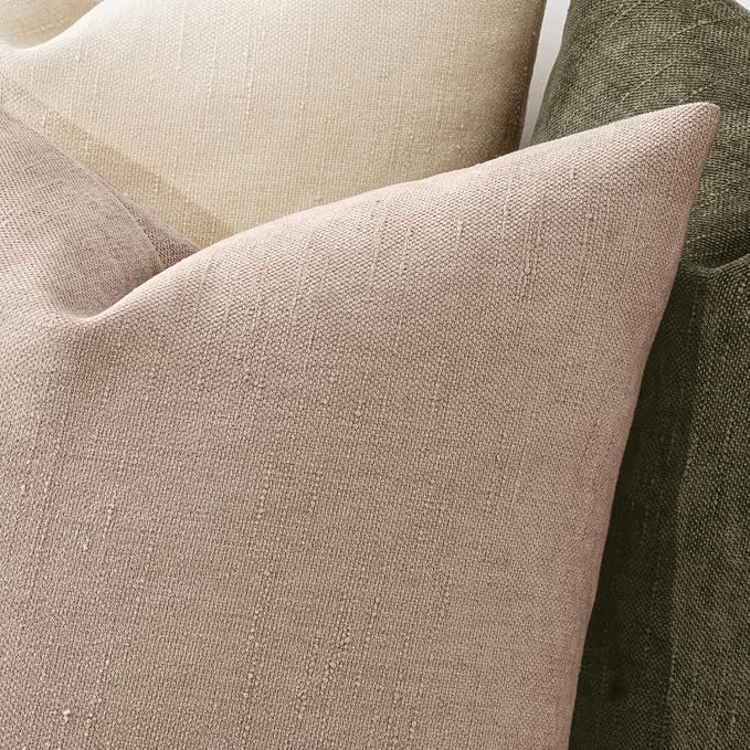 MIULEE 24x24 Inch Euro Textured Chenille Throw Pillow Covers Irish Cream | Pack of 2 Decorative Soft Throw Pillows,Solid Textured Cushion Covers,Modern Home Decor for Bed Couch Sofa Bedroom Livingroom