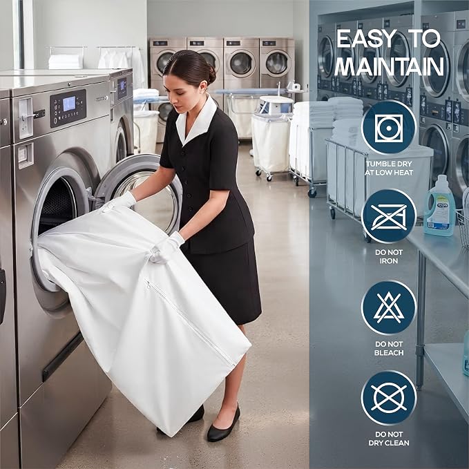 Bulk 10-Pack Full Size Hotel Mattress Encasement 100% Waterproof, 12" Deep | White, Commercial, Resorts, Motels & Institutional Use, Zippered 6-Sided Mattress Protector