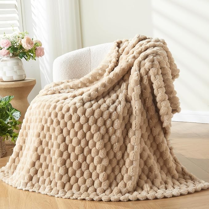 NEWCOSPLAY Fleece Clouds Cozy Twin Blanket for Couch, Brown, 60"x80" | Premium Silky Flannel Blanket, Soft Lightweight Fluffy Throw Blanket for Bed Sofa Decor, Gift for All Season Use