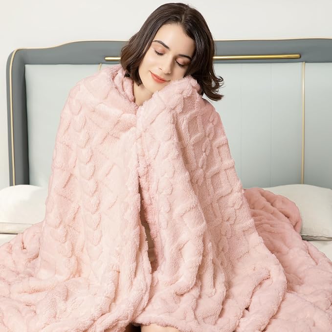 Aganear Fleece Throw Blanket for Couch Sofa 60"x80" Pink | Lightweight Fuzzy Throw,Warm Gift for Women,Christmas,Housewarming,Soft,Boho Design for Room Home Decor,All-Season Use