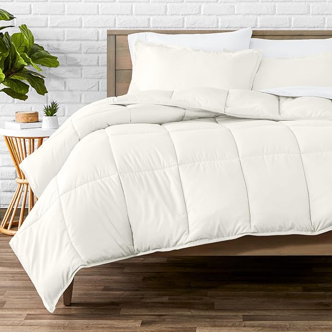 Bare Home Comforter Set - 1800 Ultra Soft (Oversized Queen, Antique White) | All-Season, Breathable, Hypoallergenic, Premium 1800, Warm, Cozy