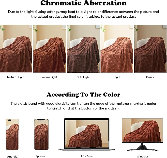 NEWCOSPLAY 3D Checkered Flannel King Blanket, Coffee Checkered, 90"x110" | Super Soft Cute Lightweight Decorative Premium Silky Fleece Blanket for Couch Sofa Bed, Gift for Women Men, All Season Use
