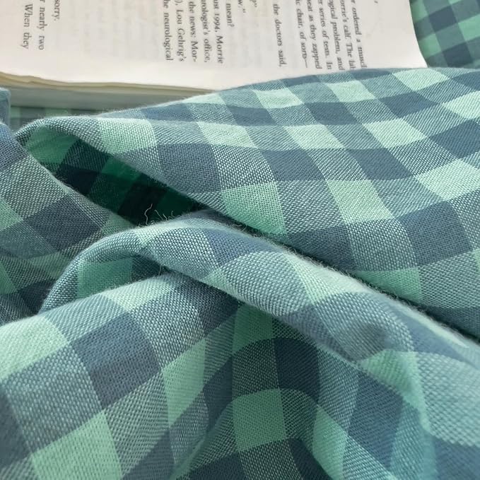 LifeTB Twin XL Comforter Set Green Gingham Comforter for Men Boys Geometric Plaid Comforter Set Fluffy Soft Plaid Gingham Bedding Set Green Blue Grid Checkered Pattern Comforter with 2 Pillowcases