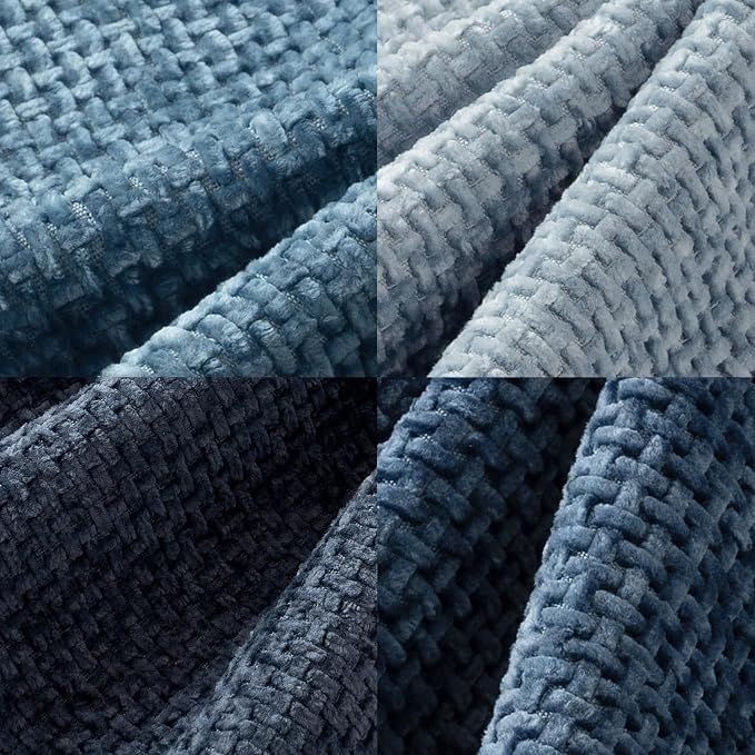 MIULEE Decorative Chenille Lumbar Pillow Covers Blue Series 12x20 | Pack of 4, Modern Coastal Decor, Blue Gradient, Couch Throw Pillows, Farmhouse Boho Cushion Covers for Sofa Bed Living Room