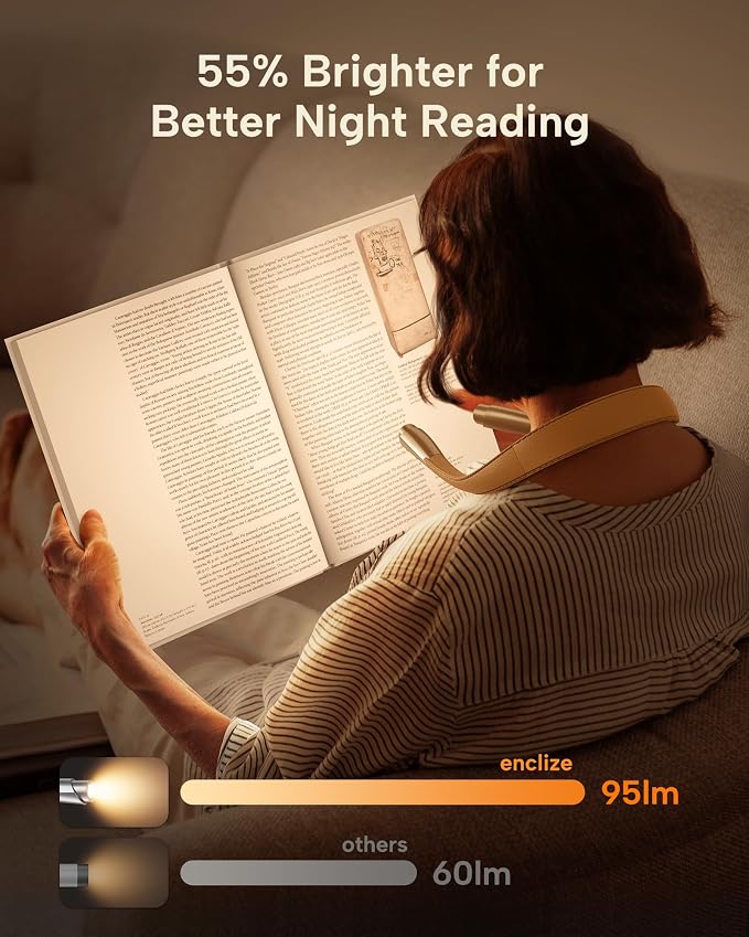 LED Neck Reading Light, Reading Light for Book in Bed, Hands Free, 3 Brightness Levels, Lightweight Comfortable Design, Long Lasting, Perfect for Knitting,Crafting,Camping,Gold Rose | 3 Color, 9 Brightness Levels, Lightweight Comfortable Design, Long L...