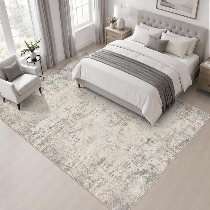 Area Rug Living Room: 4x4 Modern Washable Soft Carpet Brown Beige | For Bedroom Dining Room Farmhouse Nursery Hallway Office,Modern Abstract,Machine washable,Non-Slip,Stain Resistant,Indoor