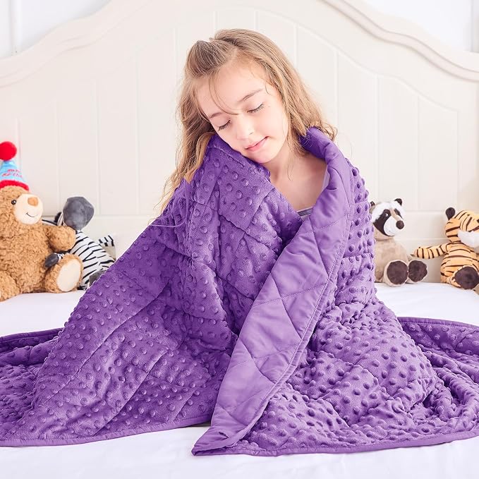 yescool Purple Weighted Blanket 3 lb Small Weighted Lap Blanket for Girls, Cooling Weighted Throw Blankets Minky Heavy Blankets, for 20-45lbs, 36 * 48in