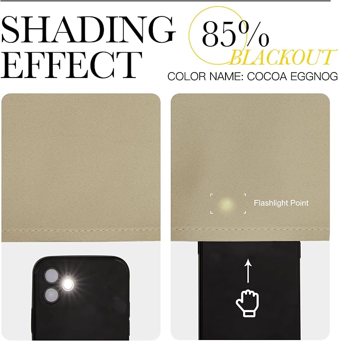 NICETOWN Cocoa Eggnog Blackout Curtains for Bedroom 42" w x 63" L 2 Panels | Thermal Insulated Grommet Draperies Panels for Living Room Kitchen, Light Blocking Room Darkening Noise Reducing Home Decor