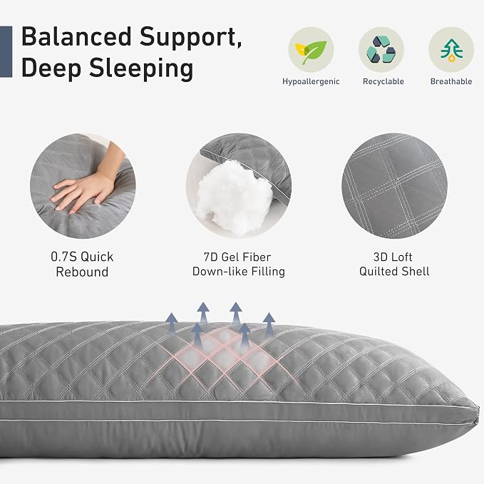 Leeden Body Pillow Insert 20 x 54 for Side Sleepers Grey Support | Soft polyester padding delivers full-body support for side sleepers, maternity rest, reading and daily relaxation.