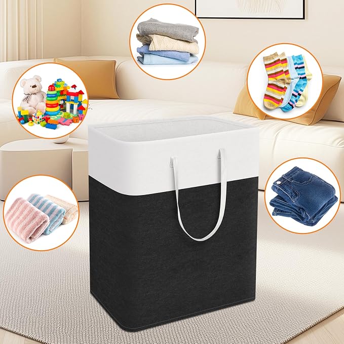 TasticTotes Laundry Basket 3-Pack, Laundry Hamper, 125L-Black | Clothes Laundry Hamper, Collapsible Laundry Basket, Freestanding laundry hamper with Handles for Home or Dorm