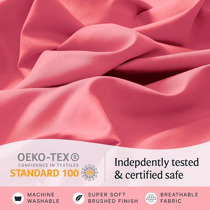 LuxClub Twin XL Sheets Set, Cooling & Soft Deep Pocket Bed Sheets, 3PC | LuxClub Silky Fitted Sheet & Pillowcase Sets, Breathable Hotel Luxury Bedding for Mattress Wrinkle Free, Vermilion
