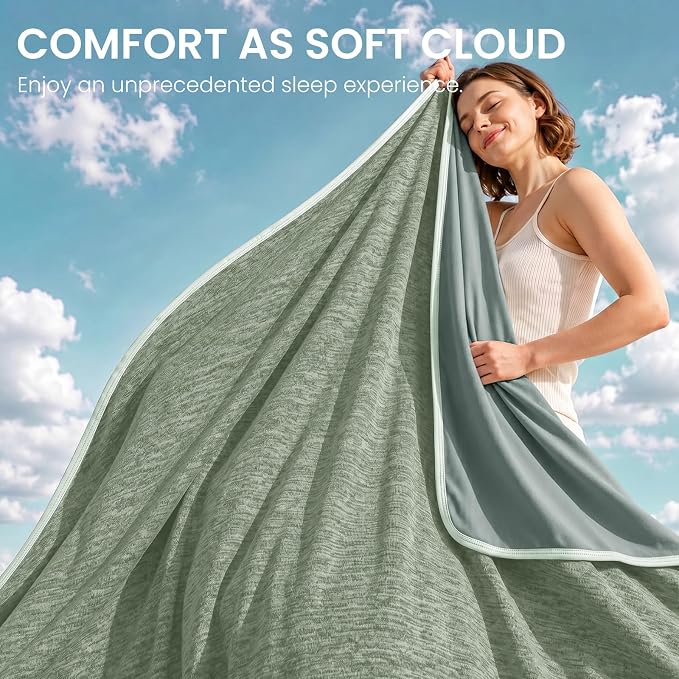 Topcee Cooling Blanket (90"x90"Queen Size) for Night Sweats Absorbs Heat to Keep Adults Cool on Warm Nights, Q-Max 0.5 Cooling Blankets for Hot Sleepers, Ultra-Cool Lightweight Blanket for Bed | Absorbs Heat Cold Summer Blanket for Night Sweats & Menop...