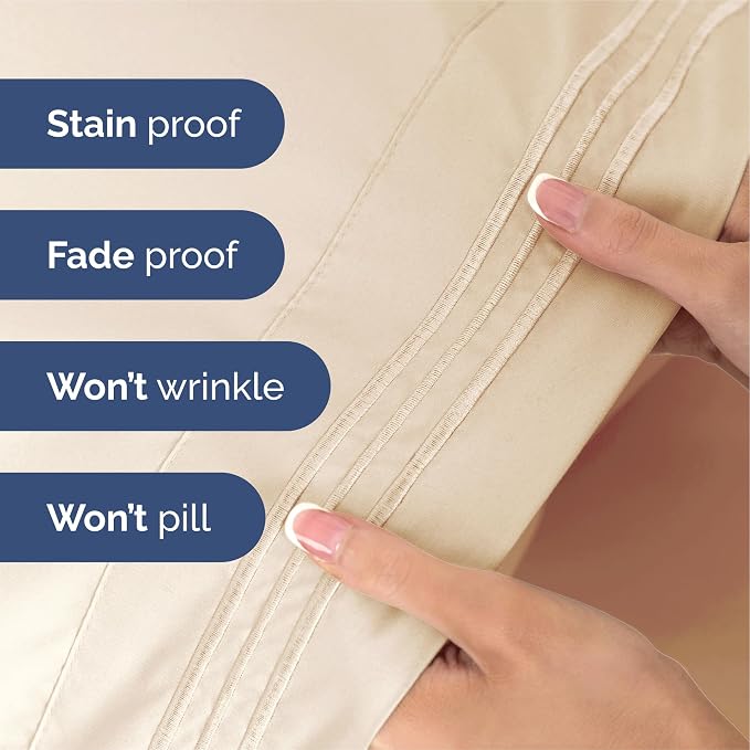 King Size 4 Piece Sheet Set - Ultra Soft & Cooling Bed Sheets - Cream Pink | Fits 8 Inch to 16 inch Mattress, Wrinkle Free & Fade Resistant with Deep Pockets, Breathable, Comfy Hotel Luxury Bedding