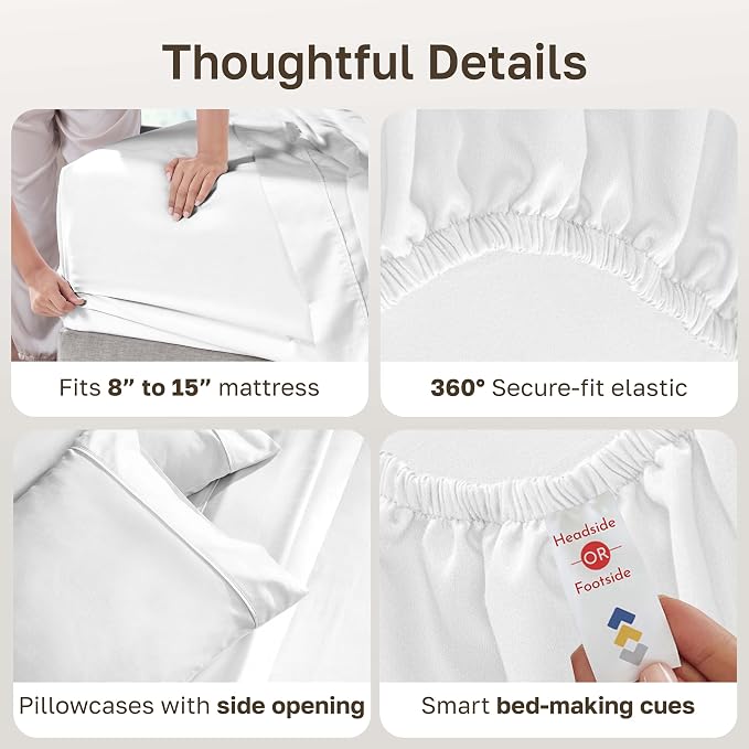 California Design Den 2-Pack 100% Cotton Sateen Twin XL Sheet Sets | 400 Thread Count Backed by Good Housekeeping Seal, All-Around Elastic, Durable, Easy Care, OEKO-TEX certified - Antique White