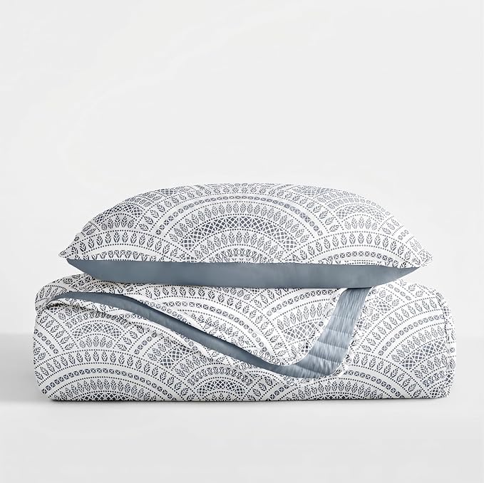 Merit Linens Soft Quilt Coverlet Bedding Set - Pattern/Solid Reversible - Twin/TwinXL Dusk Blue