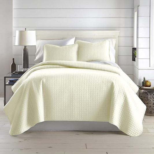 Southshore Fine Living, Inc. Full/Queen Size Quilt Bedding Set, Wrinkle-Free Stain & Pet Hair Resistant Bedding, Coverlet Bedspreads Queen Size/Full Size Bedspread with 2 Pillow Shams, Cream