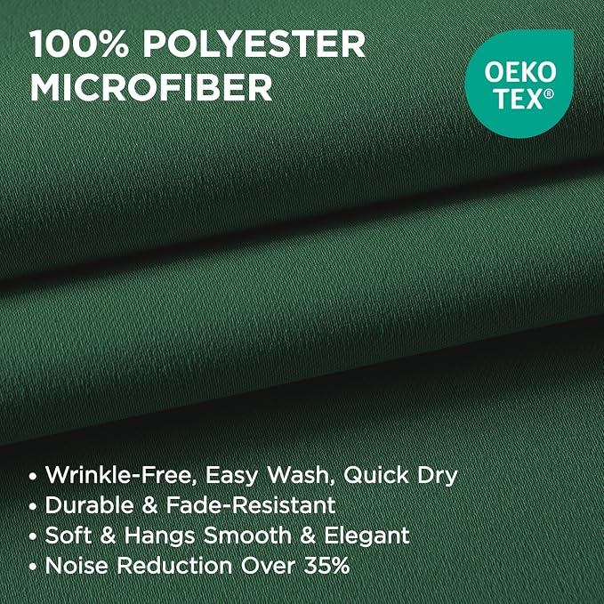Joydeco Blackout Curtains 84 Inchs Long 52 Wide Black Out Curtains 2 Panels, Thermal Insulated Long Curtain& Drapes Room Darkening Grommet Drapes for Living Bedroom Window (W52 x L84 Inch, Dark Green)