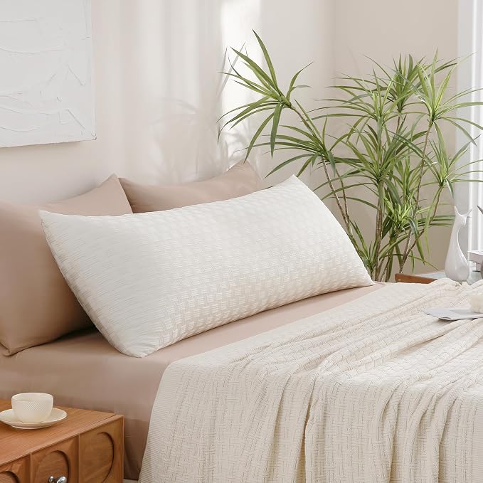 Leeden Full Body Pillow 20 x 54 for Side Sleepers Ivory White | Soft polyester padding delivers full-body support for side sleepers, maternity rest, reading and daily relaxation.