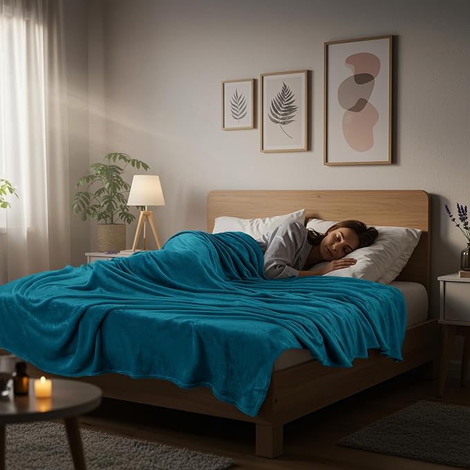 Utopia Bedding Soft Fleece Bed Blanket Queen Size Turquoise (90x90 Inch) | Microfiber Plush Warm Lightweight Breathable Cozy Blanket Anti-Static, All Season Use, Gift for Women and Men