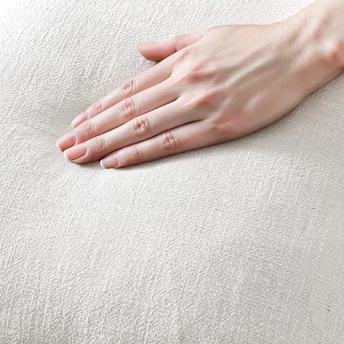 MIULEE Boho Linen Fringe Decorative Throw Pillow Covers White 18x18 | Set of 2, Cottagecore Decor, Boho Farmhouse Neutral Pillow Covers, Rustic Couch Cushion Cases for Sofa Bed Living Room
