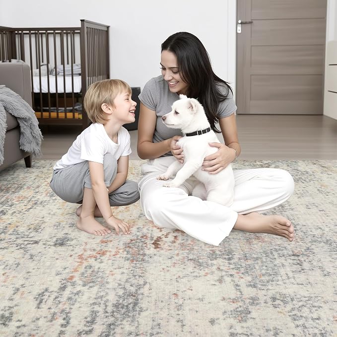 2.6x14 Washable Runner Rug:Modern Abstract Indoor Soft Carpet Taupe | For Hallway, Bedroom, Kitchen, Laundry, Bathroom,Door Mat,Modern Abstract,Machine washable,Non-Slip,Stain Resistant,Indoor