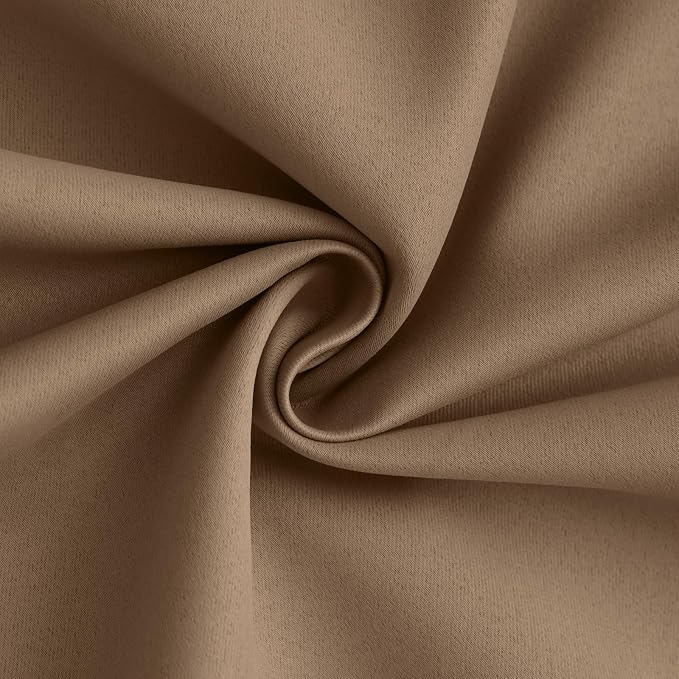 Yakamok Khaki Blackout Curtains 63 Inches Long for Bedroom 50" Wide 2 Panel | Blackout Curtain Panels for Bedroom, 2 Thick Layers Grommet Top Thermal Insulated Drapes with White Back for Living Room