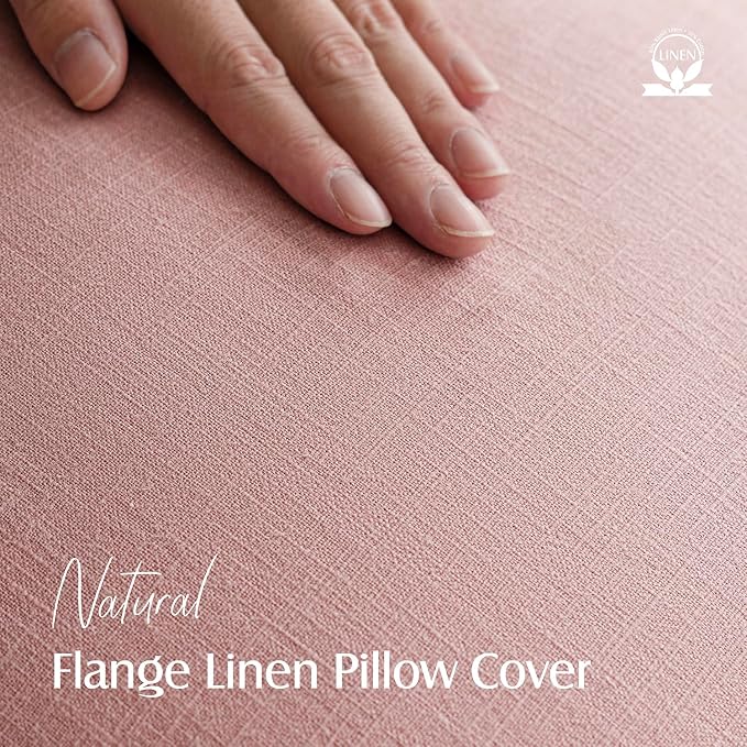 Foindtower Linen Solid Decorative Throw Pillow Covers 22x22 Inch Rose Pink | Pack of 2 Boho Farmhouse Morden Pillowcase,Accent Rustic Cushion Covers,Home Decor for Chair Couch Sofa Bedroom Living Room