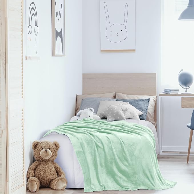 Utopia Bedding Soft Fleece Bed Blanket Twin Size Mint Green (60x80 Inch) | Microfiber Plush Warm Lightweight Breathable Cozy Blanket Anti-Static, All Season Use, Gift for Women and Men
