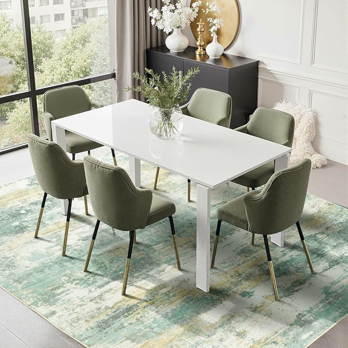Rugflix 5x7 Area Rugs for Living Room, Washable Light Green Large Rug | Machine Washable; Stain-Resistant; Low Pile; Non-Slip; Modern Abstract; Carpet for Bedroom Dining Office Nursery Home