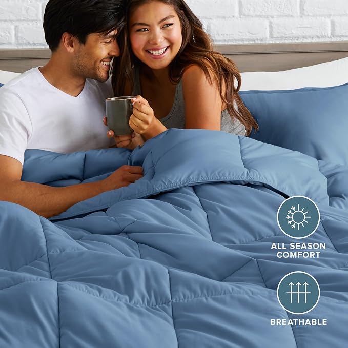 Bare Home Comforter Set - 1800 Ultra Soft (California King, Coronet Blue) | All-Season, Breathable, Hypoallergenic, Premium 1800, Warm, Cozy