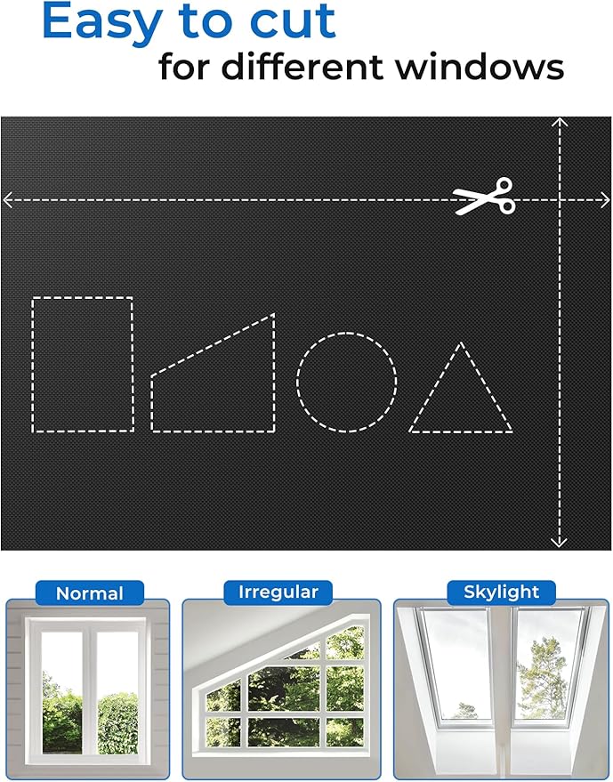 Blackout Curtains for Bedroom Portable 38"x60" Blackout Shades | 100% Black Out Window Cover No Drill with Upgraded Hook&Loop Tapes Thermal Insulated Blinds for Home,Nursery(1 Panel,Black)