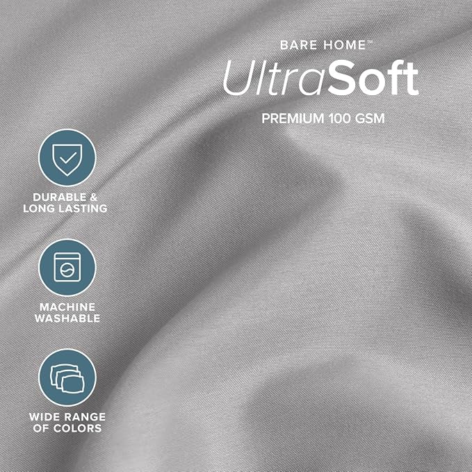 Bare Home Cal King Sheet Set - 1800 Ultra-Soft (Cal King, Light Grey) | Deep Pockets 6 to 15 Inches, Breathable, Hypoallergenic, Hotel Luxury, Easy Fit, Soft, All-Season