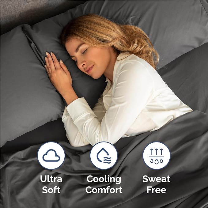 Full 6 Piece Bed Sheet Set - Comfy, Breathable & Cooling Sheets - Charcoal | Ultra-Soft Hotel Luxury Bedding Set with 8-16 Inch Deep Pockets, 1 Flat & 1 Fitted Sheet & 4 Pillowcases, Wrinkle & Fade Free
