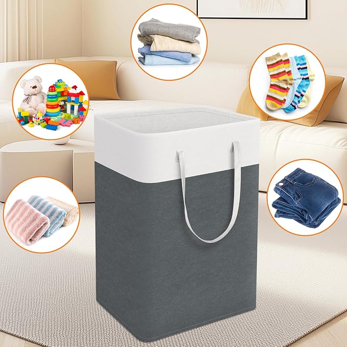 TasticTotes Laundry Basket 3-Pack, Laundry Hamper, 75L-Grey | Clothes Laundry Hamper, Collapsible Laundry Basket, Freestanding laundry hamper with Handles for Home or Dorm