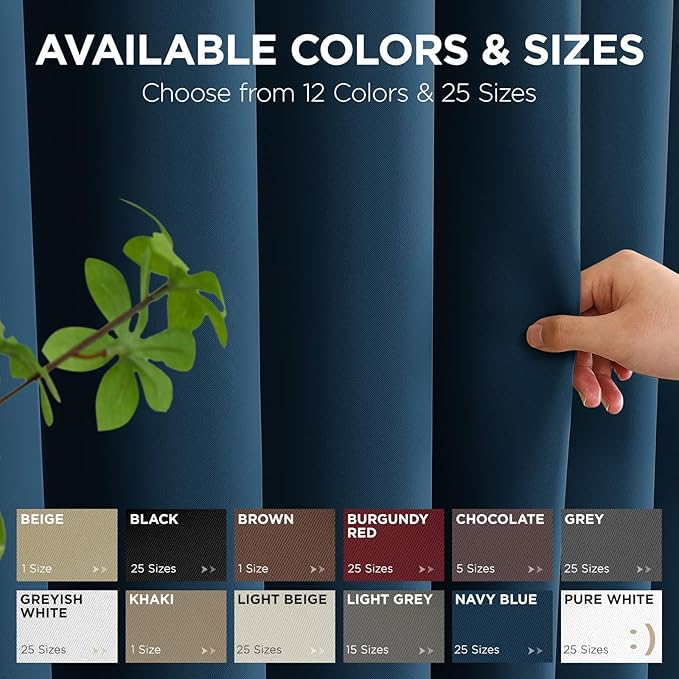 Joydeco Blackout Patio Sliding Door Curtains, Privacy Room Divider Curtains | Extra Wide Thermal Blackout Curtains for Bedroom Living Room, Curtain for Patio Door (Navy Blue, 70Wx84L, 1 Panel)